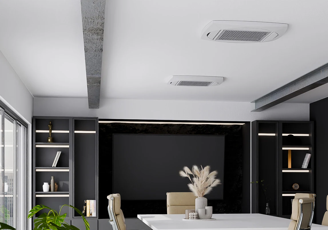 Cassette idroniche nel soffitto di un bar